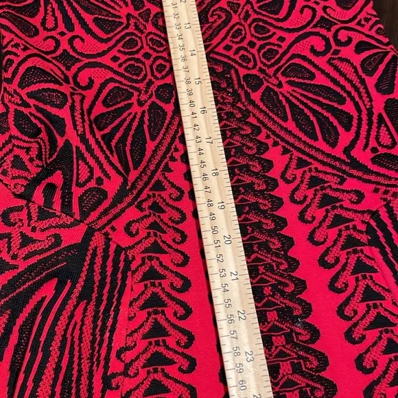 RVN Red and Black Abstract Fit and Flare Dress, Size Small - Picture 14 of 15